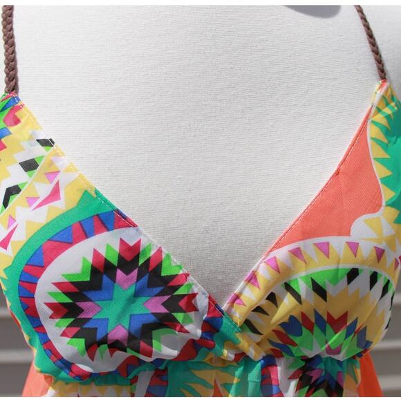 Ocean Drive Multicolor Vibrant Mandala Print Chiffon Dress Size Small - Picture 2 of 15